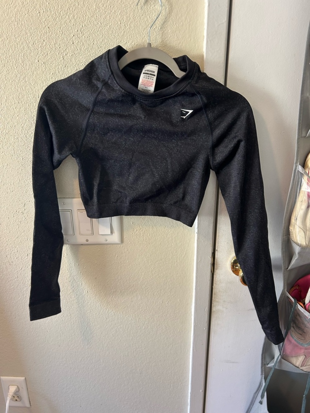 Gymshark Black Long-Sleeve Cropped Performance Top